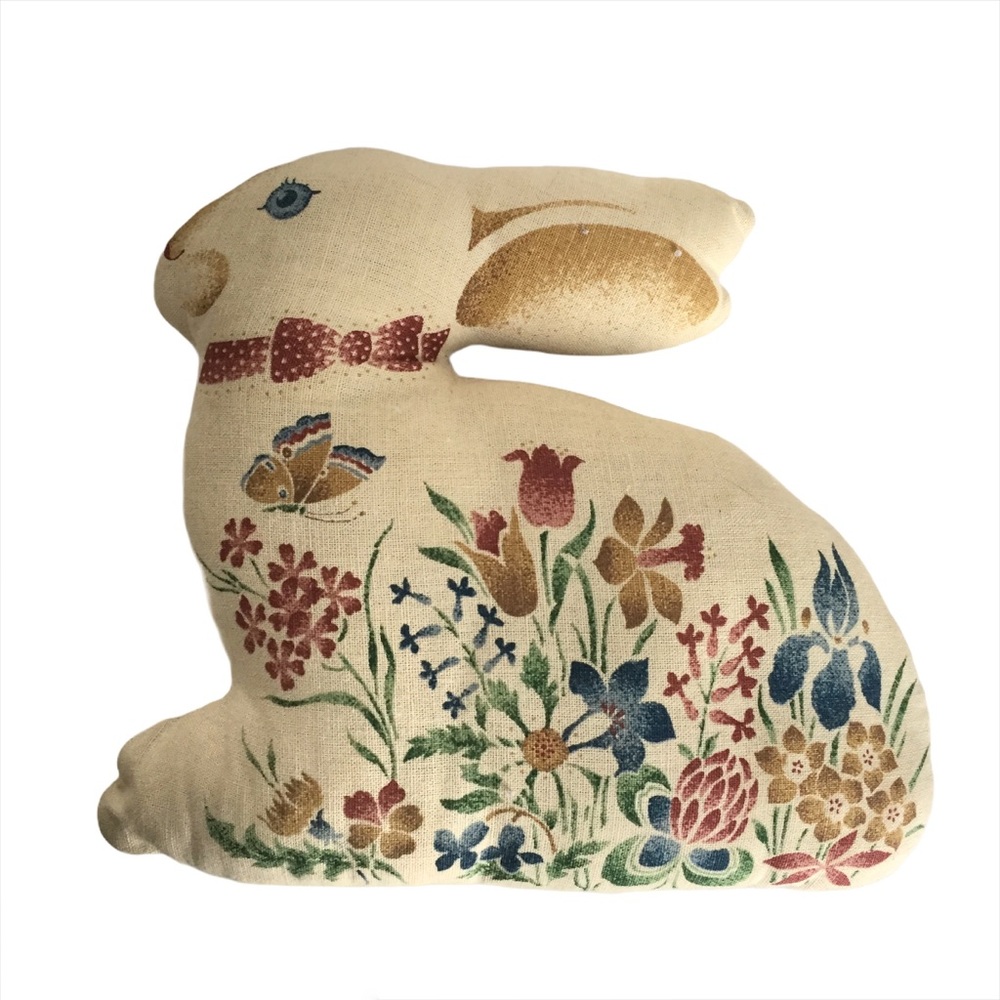 Fabric Stuffed Folk Print Rabbit